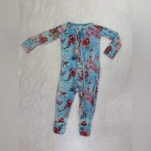Bums and Roses 9-12m Light Blue Mermaid Print Footie Pajamas